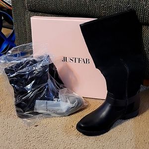 Faux Suede, Below the Knee Black Boots Size 9